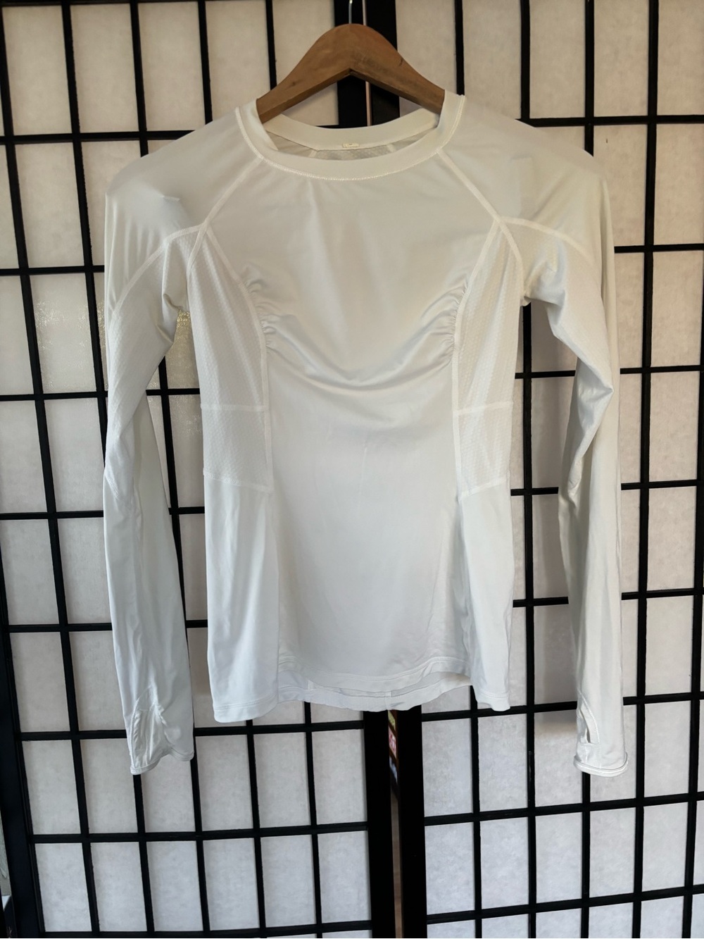 lululemon athletica White Long-Sleeve Mesh Panel Top